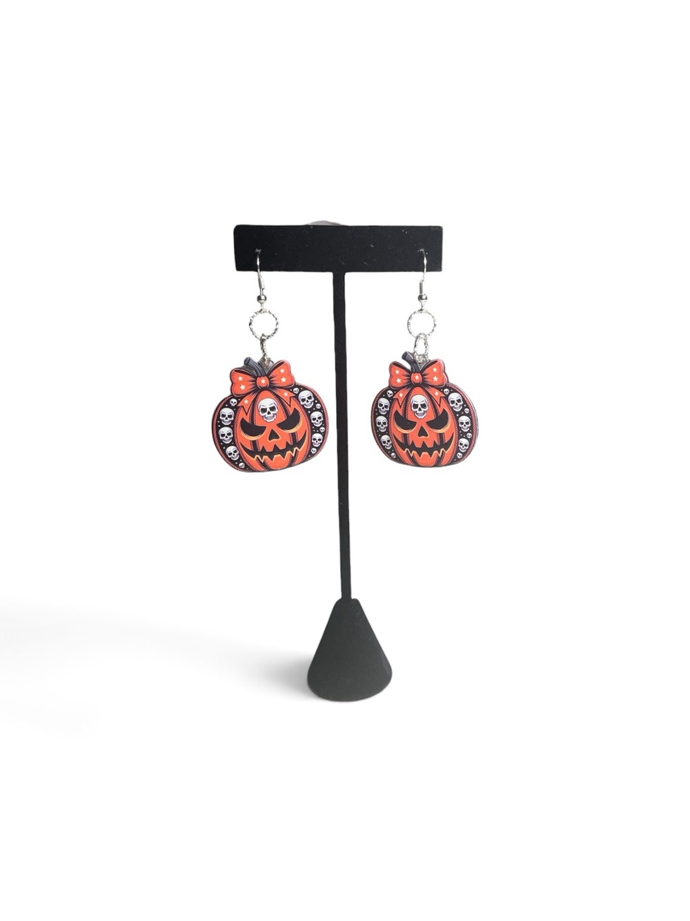 Halloween Jack-O'-Lantern Skull Earrings - Orange